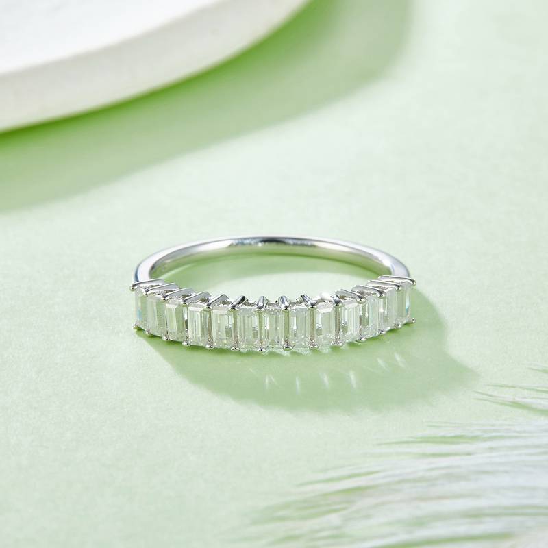Rectangular S925 silver plated platinum moissanite diamond women's ring 1.0 carat D-grade